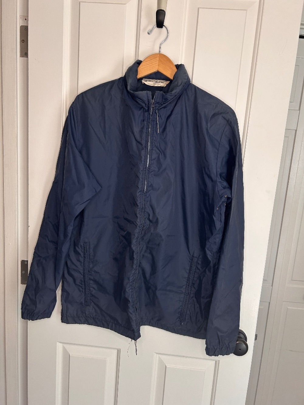 Vintage L.L. Bean Aspen Anorak Jacket Mens Large Blue Nylon Packable Hooded 70s